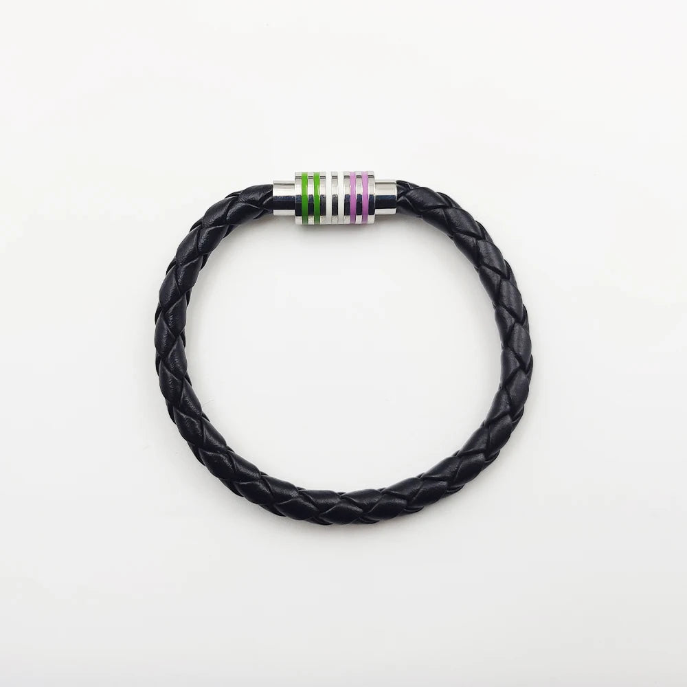 Fashion LGBT Rainbow Braided Bracelet for Women Men Stainless Steel Magnet Buckle Bracelet Friendship Jewelry Gifts
