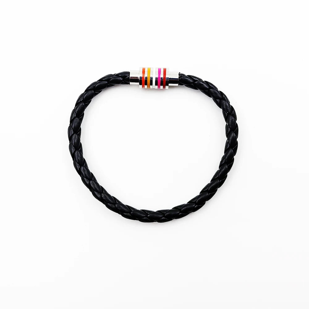Fashion LGBT Rainbow Braided Bracelet for Women Men Stainless Steel Magnet Buckle Bracelet Friendship Jewelry Gifts