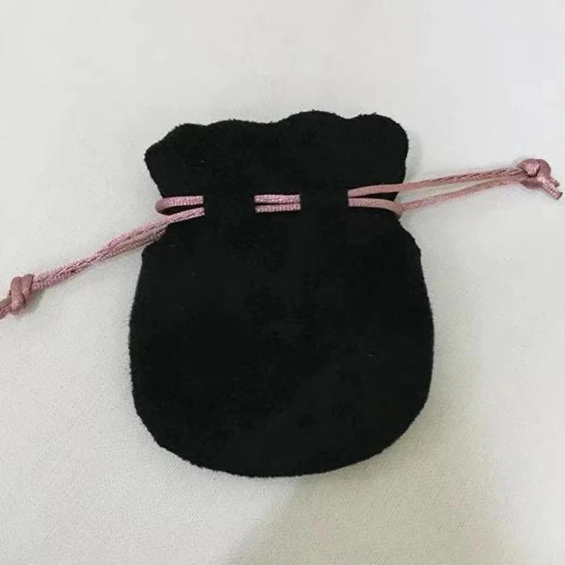 Pink Ribbon Velvet Bags Pouch for Bead Charm Bracelet Women Original Jewelry Birthday Gift Black Bags Outer Packaging