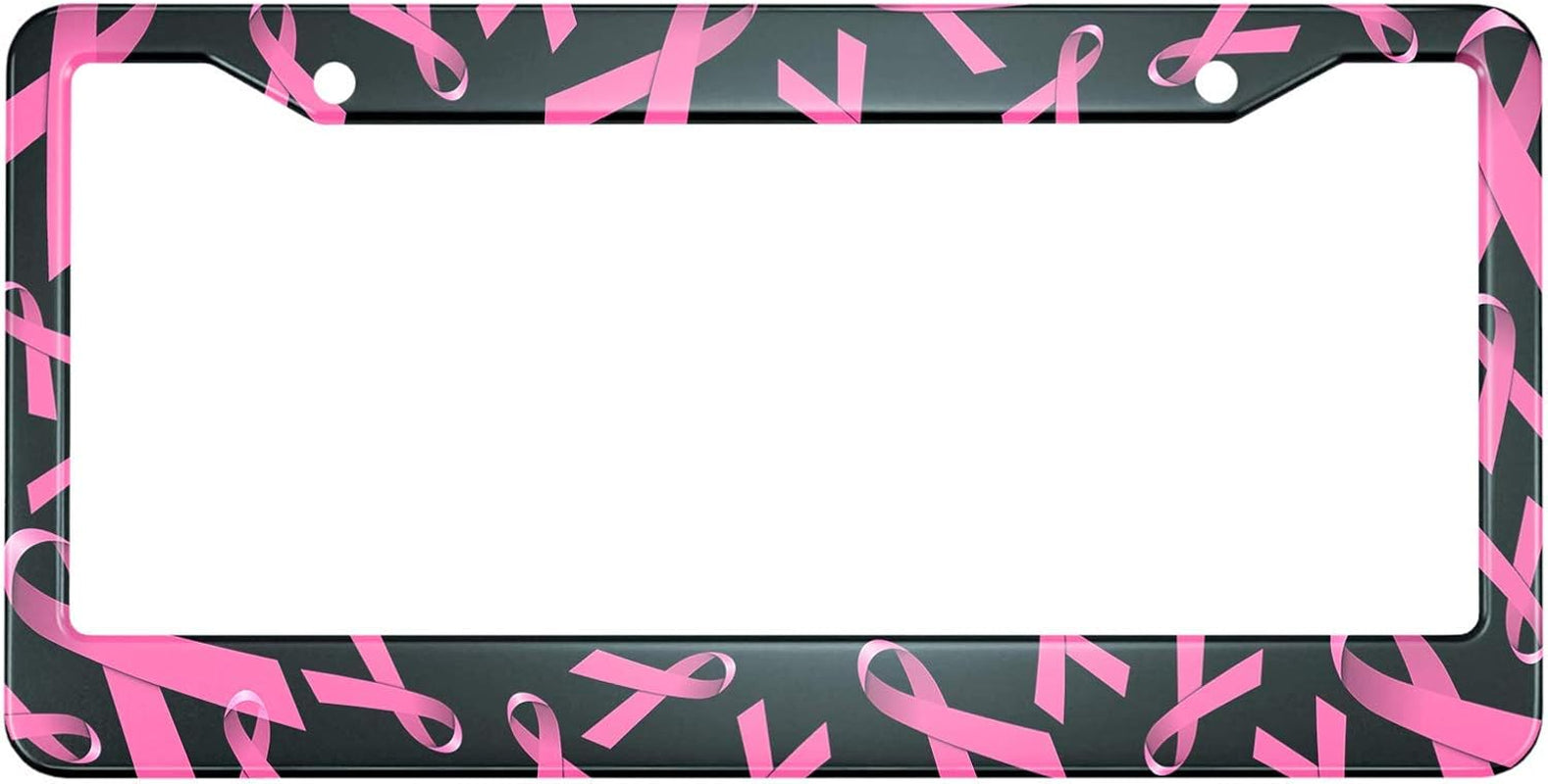Pink Ribbon License Plate Frame Breast Cancer Awareness Metal License Plate Cover Front Plates Frames Car Tag Frame for Women Men US Vehicles Standard