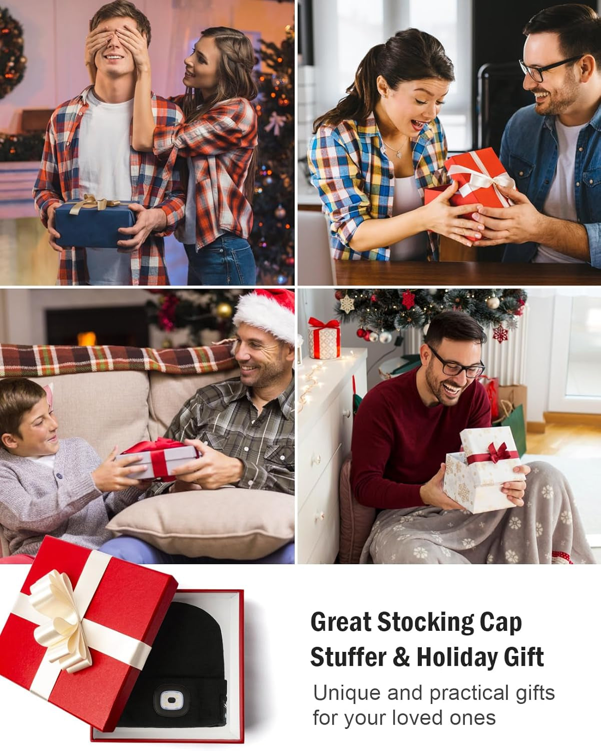 Bluetooth Beanie with a Light, Unisex USB Rechargeable 4 LED Fashlight Hat with Cordless Headphones, Unique Christmas Birthday Gifts for Men Him Husband Teen Pink