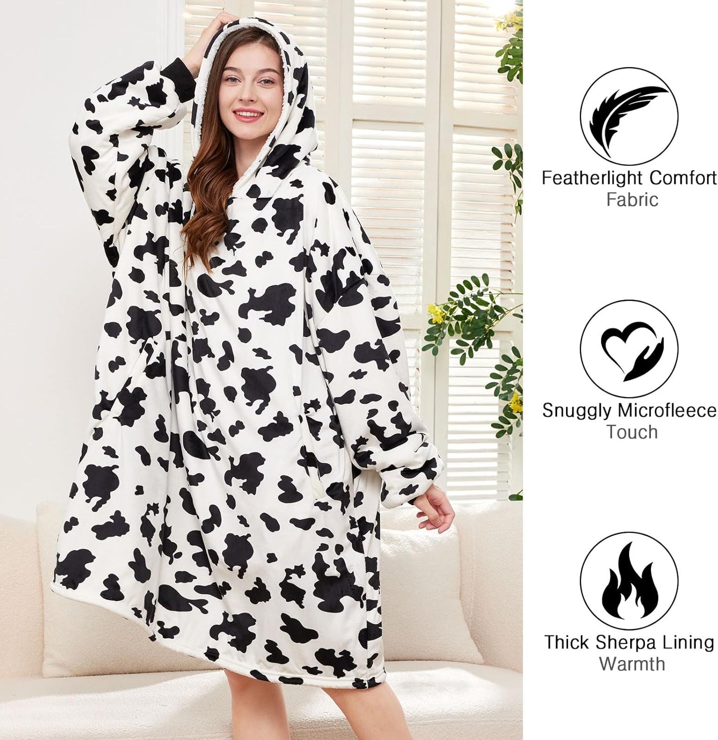 Blanket Sweatshirt,Oversized Sherpa Hooded Blanket Hoodie,Fleecehug Hoodie Wearable Blanket for Women Men Kids
