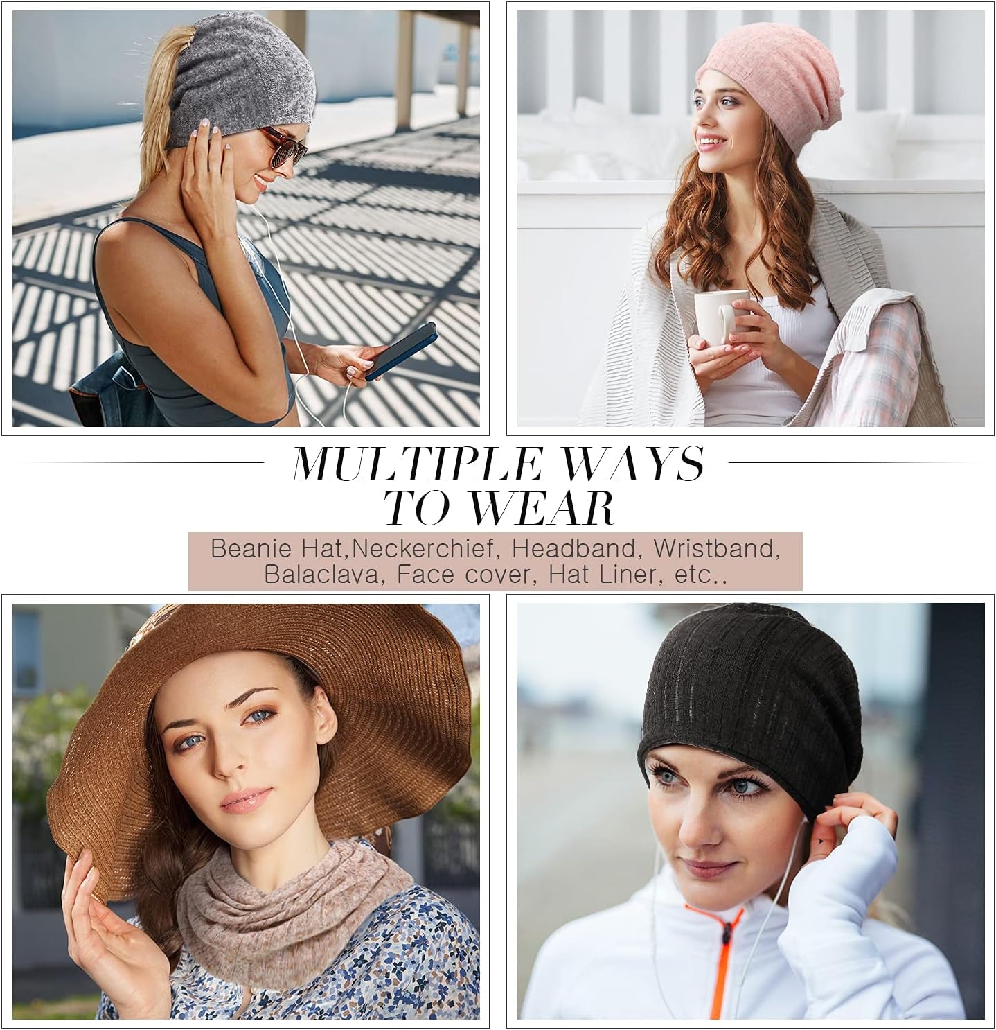 5 Pieces Women'S Slouchy Beanie Chemo Hat Stretch Cancer Head Wraps Sleep Head Scarf for Cancer Patient