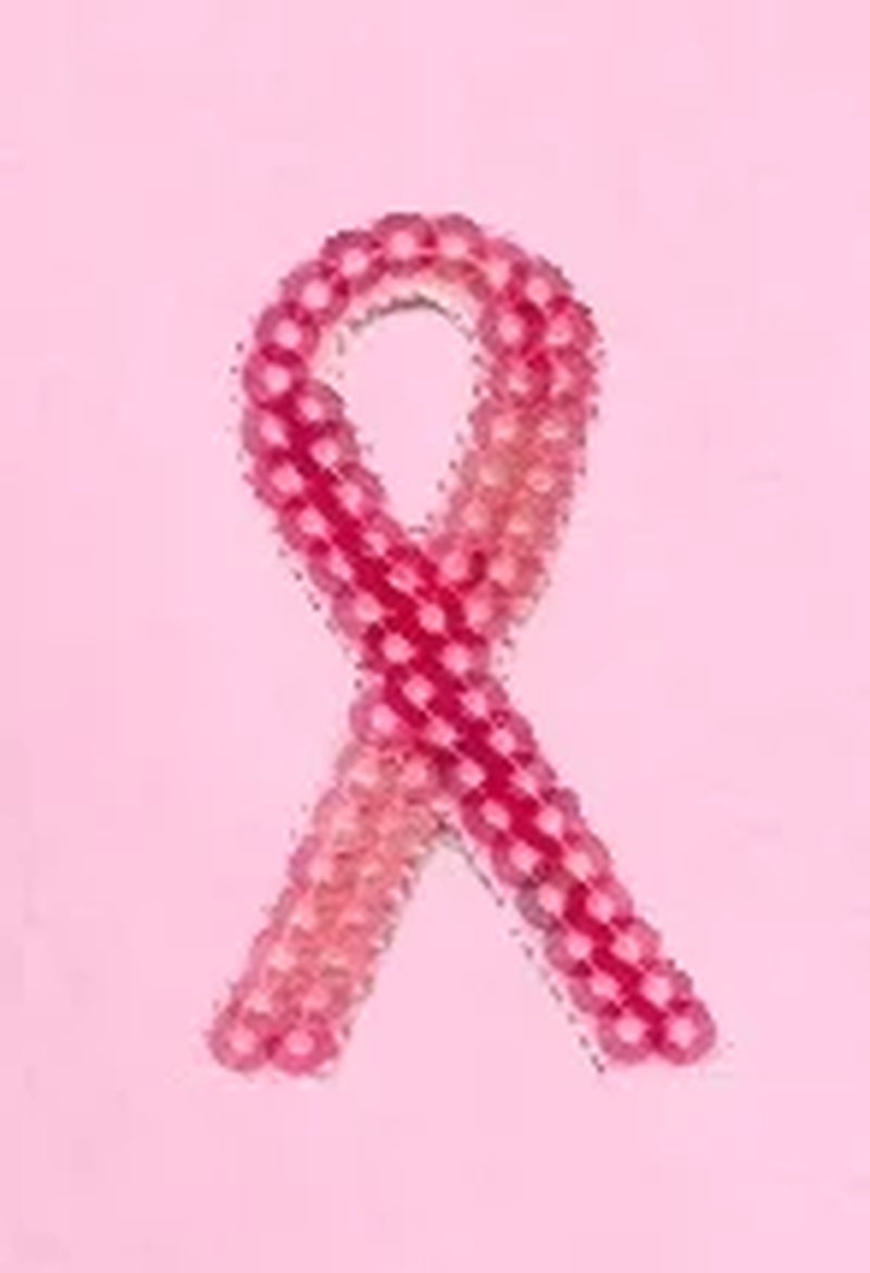 Womens Breast Cancer Sequin Ribbon Cotton Tee - Light Pink, Extra Small