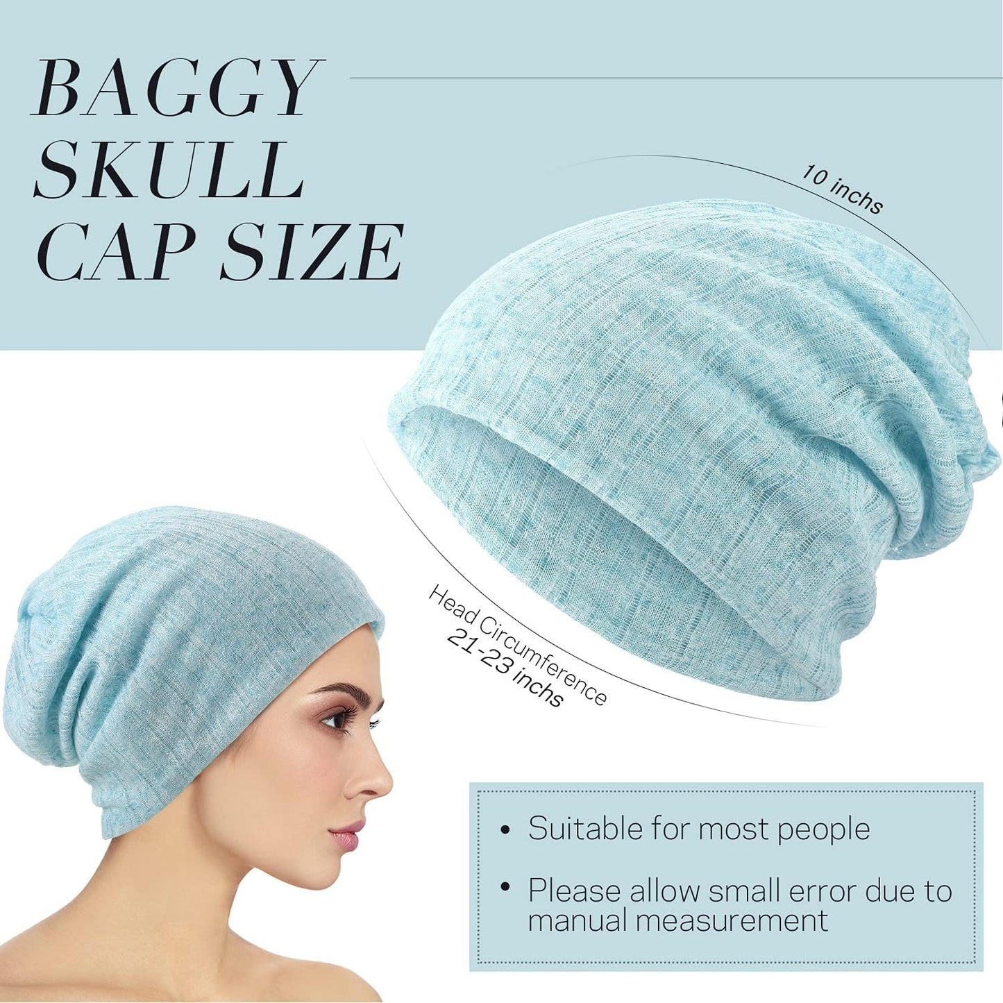 5 Pieces Women'S Slouchy Beanie Chemo Hat Stretch Cancer Head Wraps Sleep Head Scarf for Cancer Patient