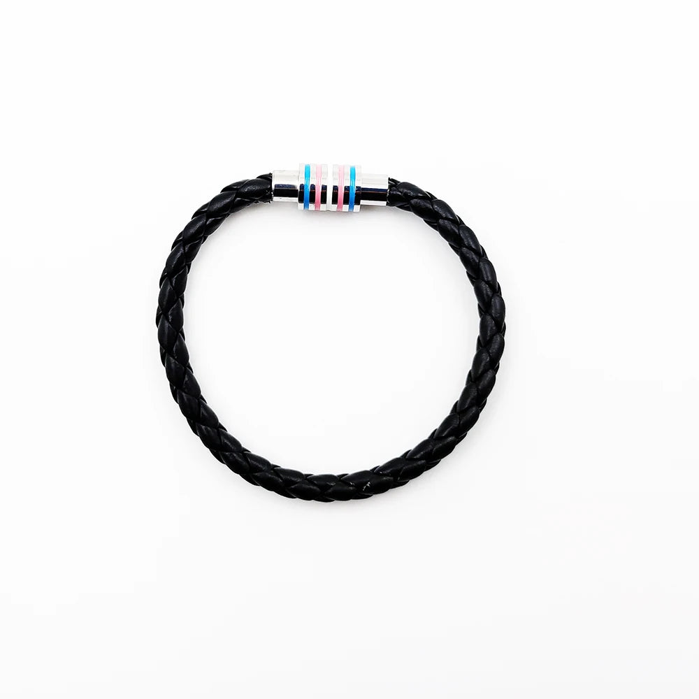 Fashion LGBT Rainbow Braided Bracelet for Women Men Stainless Steel Magnet Buckle Bracelet Friendship Jewelry Gifts