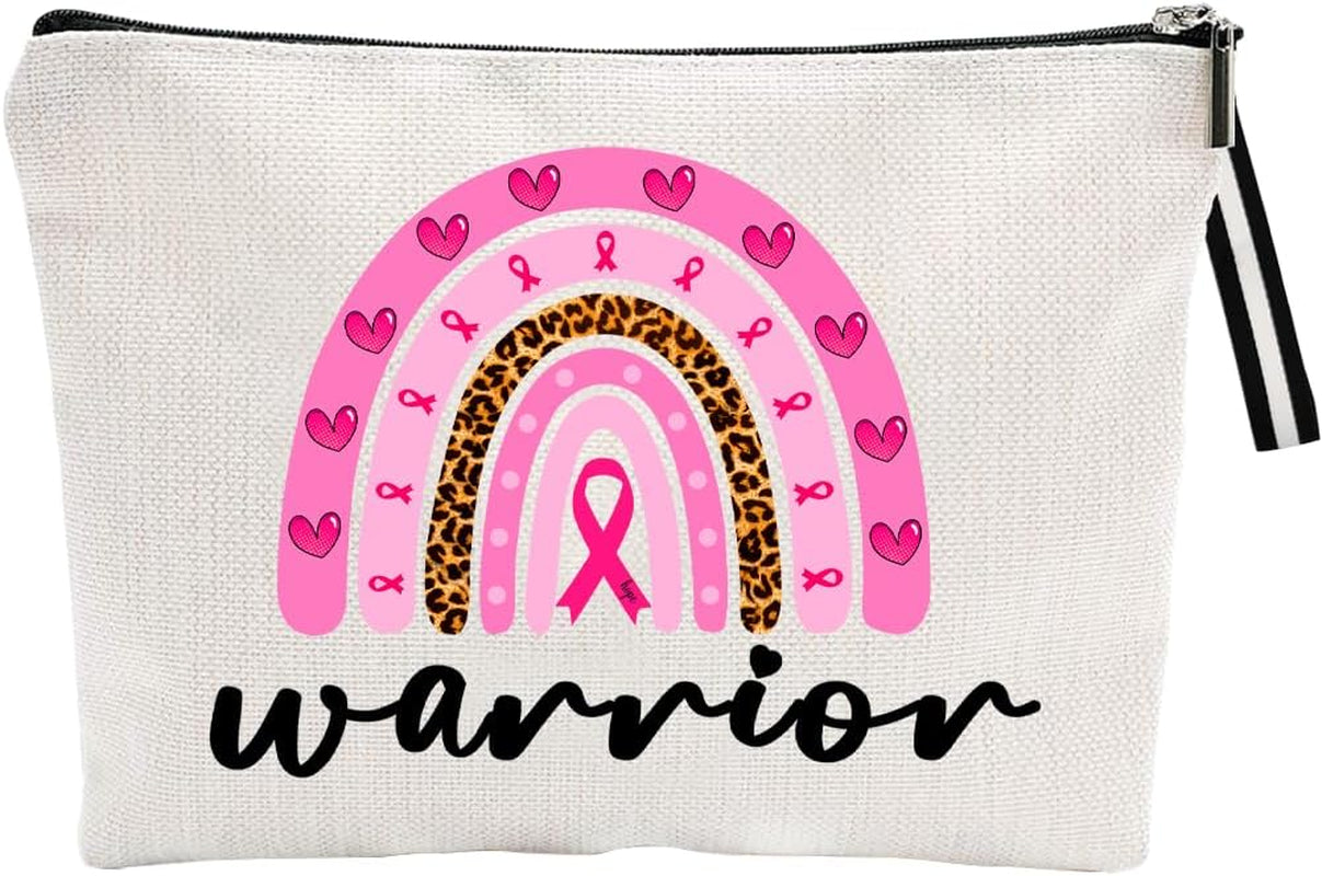 Rainbow Makeup Bag for Cancer Fighter Cancer Awareness Cosmetic Bag for Warrior Pink Ribbon Gift Cancer Fighter Survivor Cosmetic Bag Travel Toiletry Bag Portable Cosmetic Pouch for Cancer Warrior