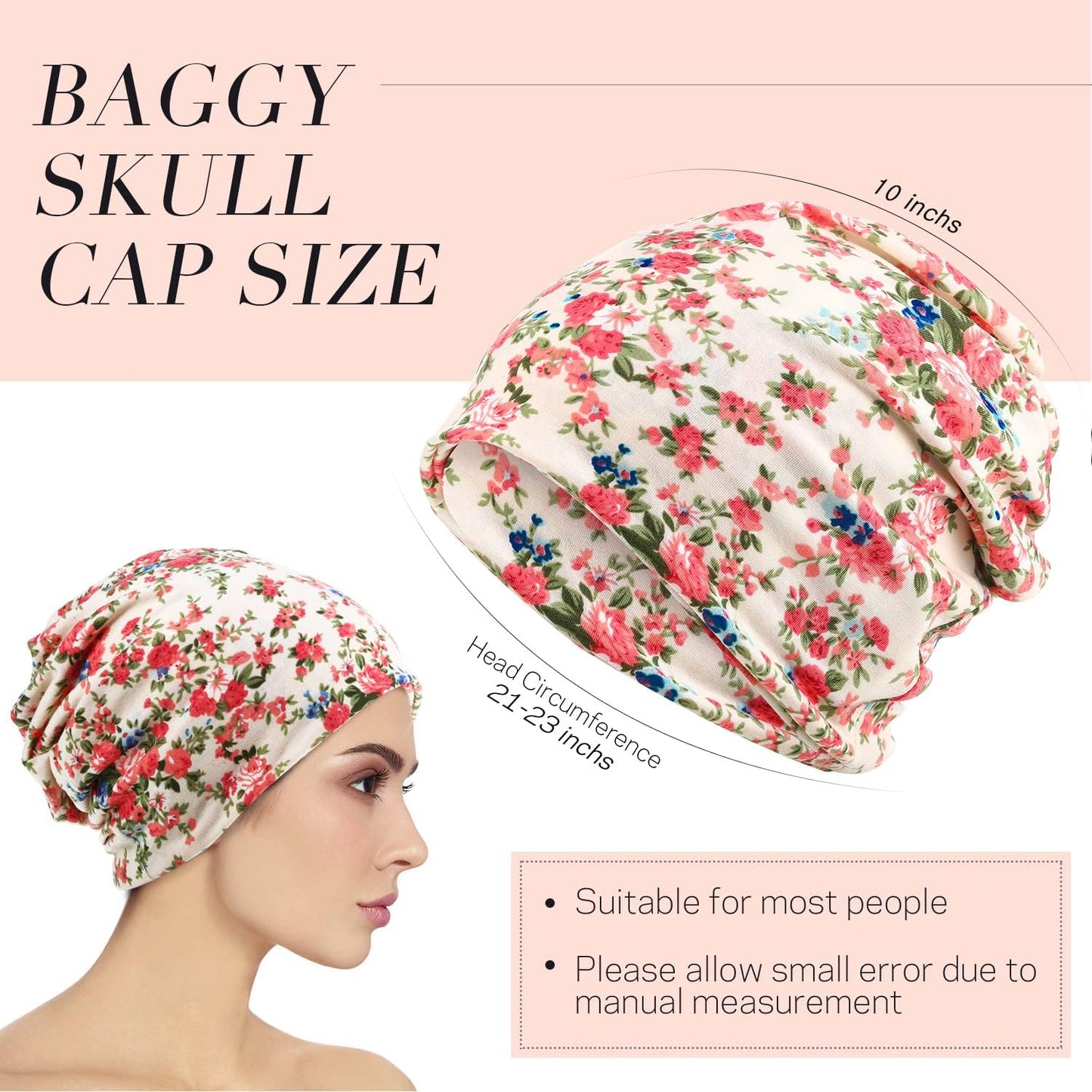5 Pieces Women'S Slouchy Beanie Chemo Hat Stretch Cancer Head Wraps Sleep Head Scarf for Cancer Patient
