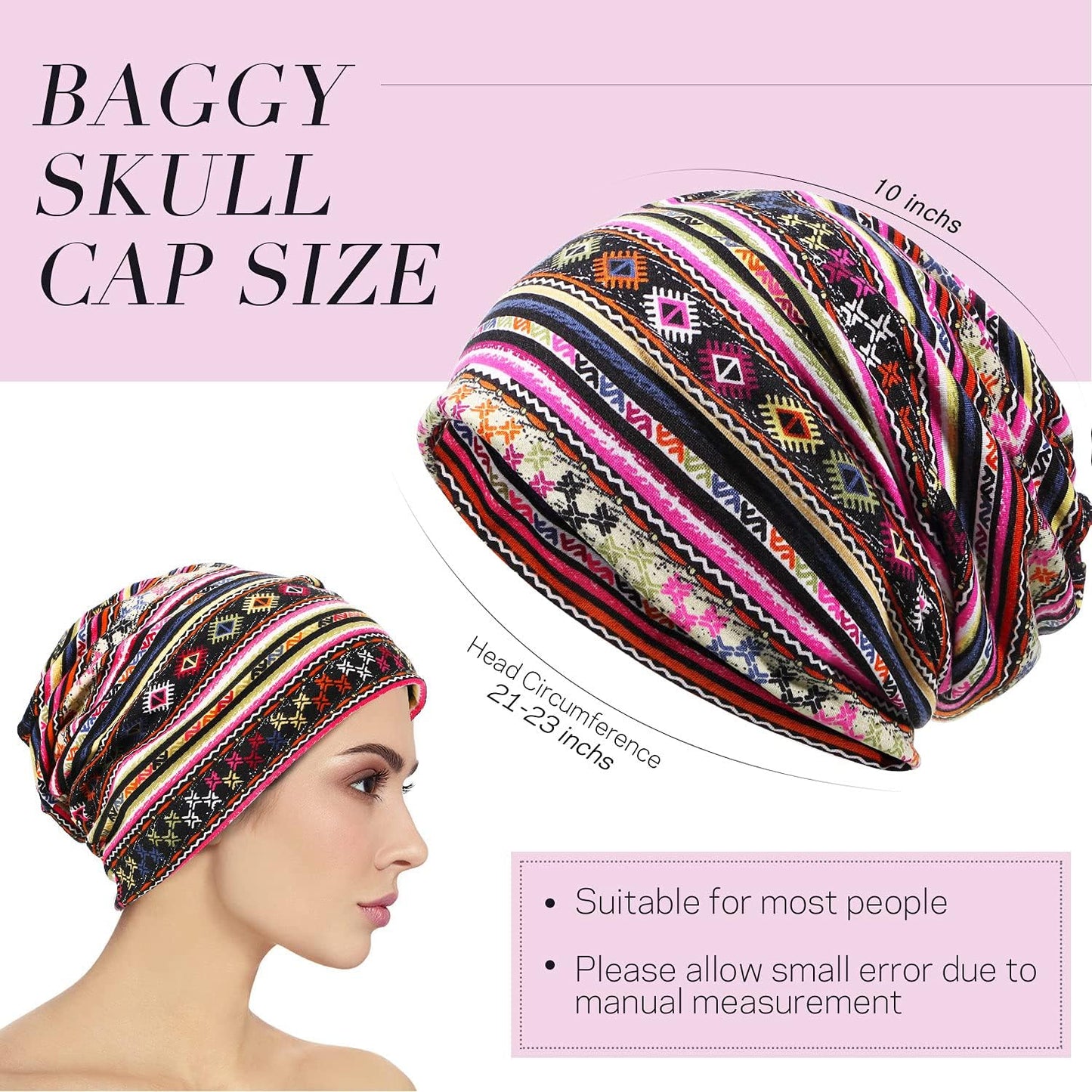 5 Pieces Women'S Slouchy Beanie Chemo Hat Stretch Cancer Head Wraps Sleep Head Scarf for Cancer Patient