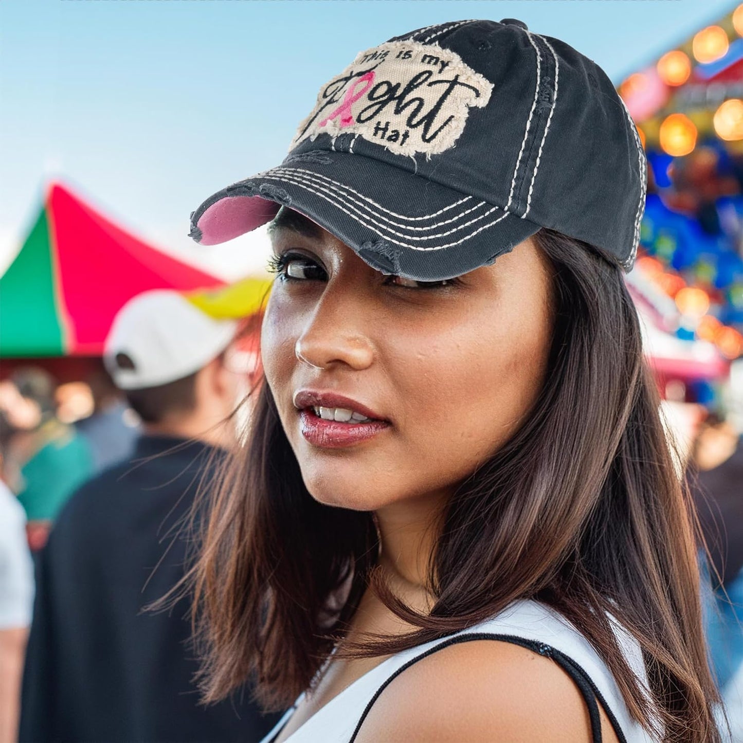 Breast Cancer Awareness Ribbon Baseball Cap Dad Hat for Women