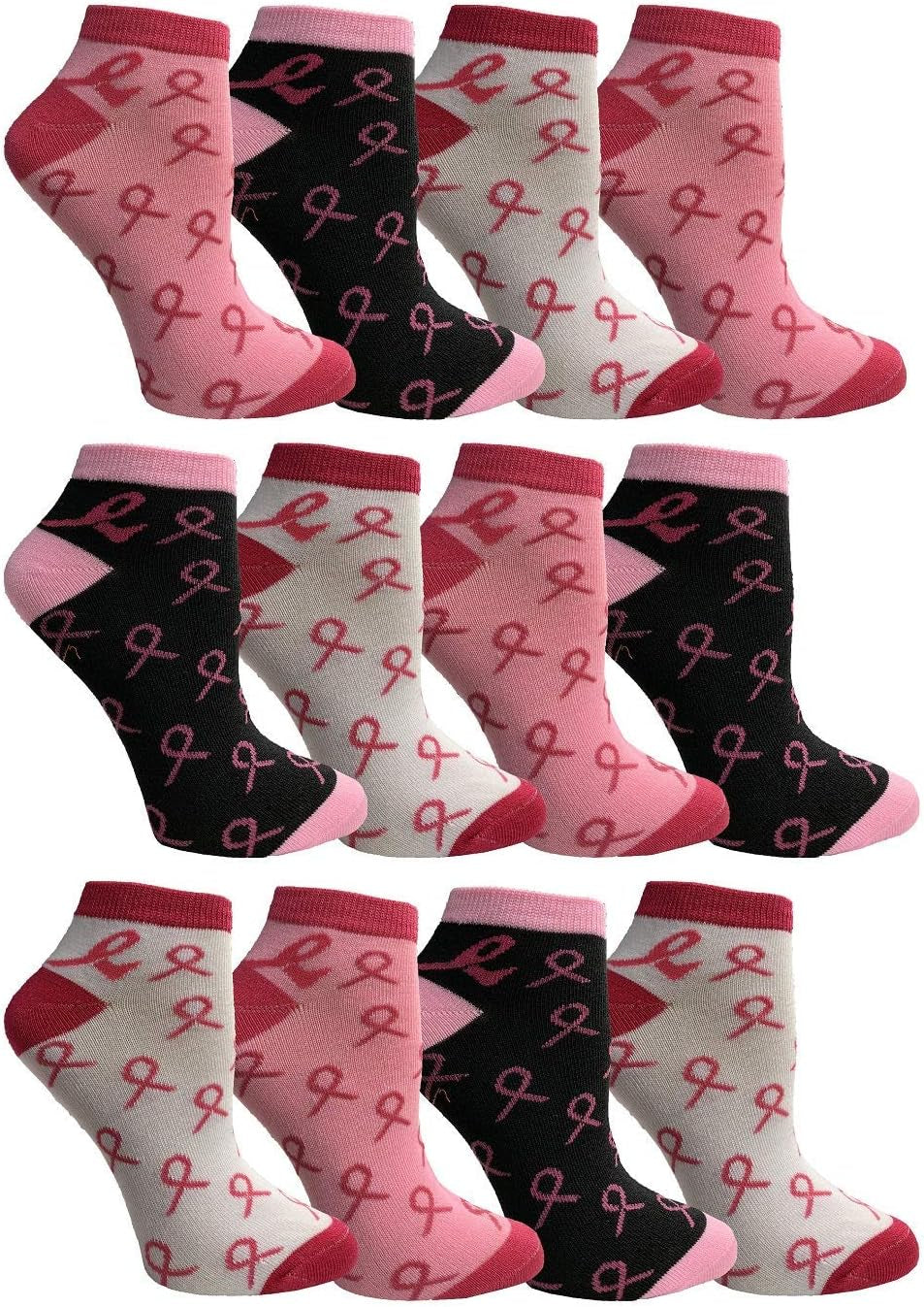 Pink Ribbon Breast Cancer Awareness Ankle/Crew Socks for Women