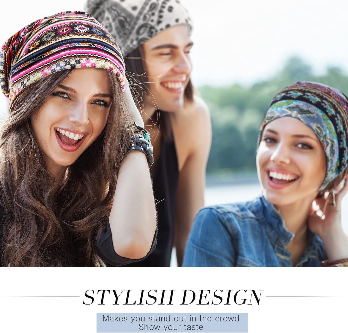 5 Pieces Women'S Slouchy Beanie Chemo Hat Stretch Cancer Head Wraps Sleep Head Scarf for Cancer Patient