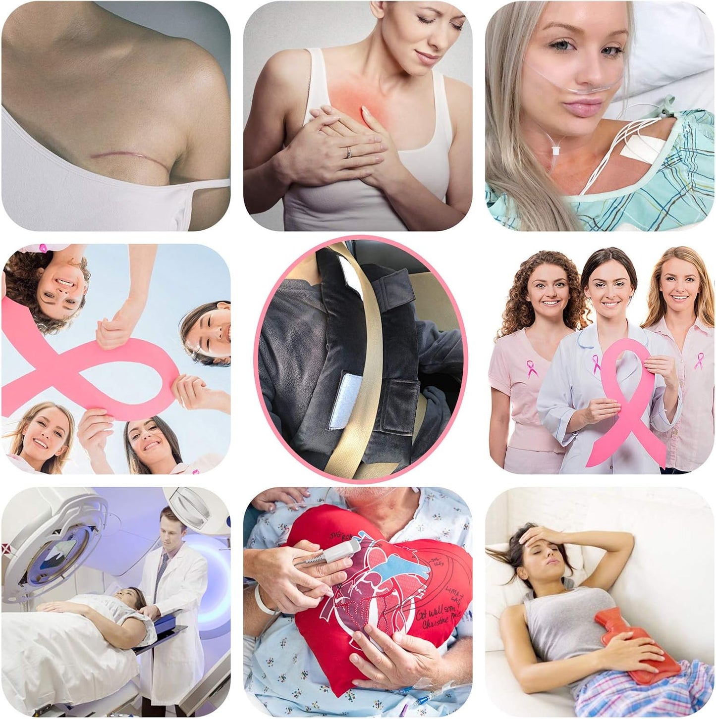 Mastectomy Seat Belt Pillows for Pacemaker Recovery, Post Surgery Port Cushions Heart Surgery Pads Bypass Breast Cancer Protectors Gift Accessories Women Men