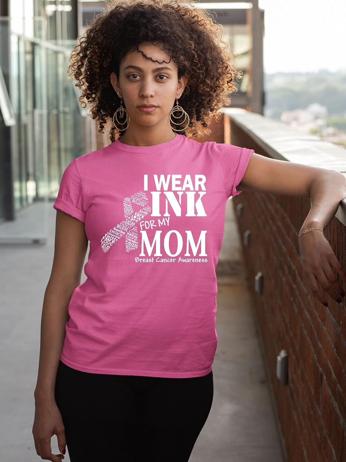 Breast Cancer Shirts for Women I Wear Pink for My Mom Family Support October Awareness