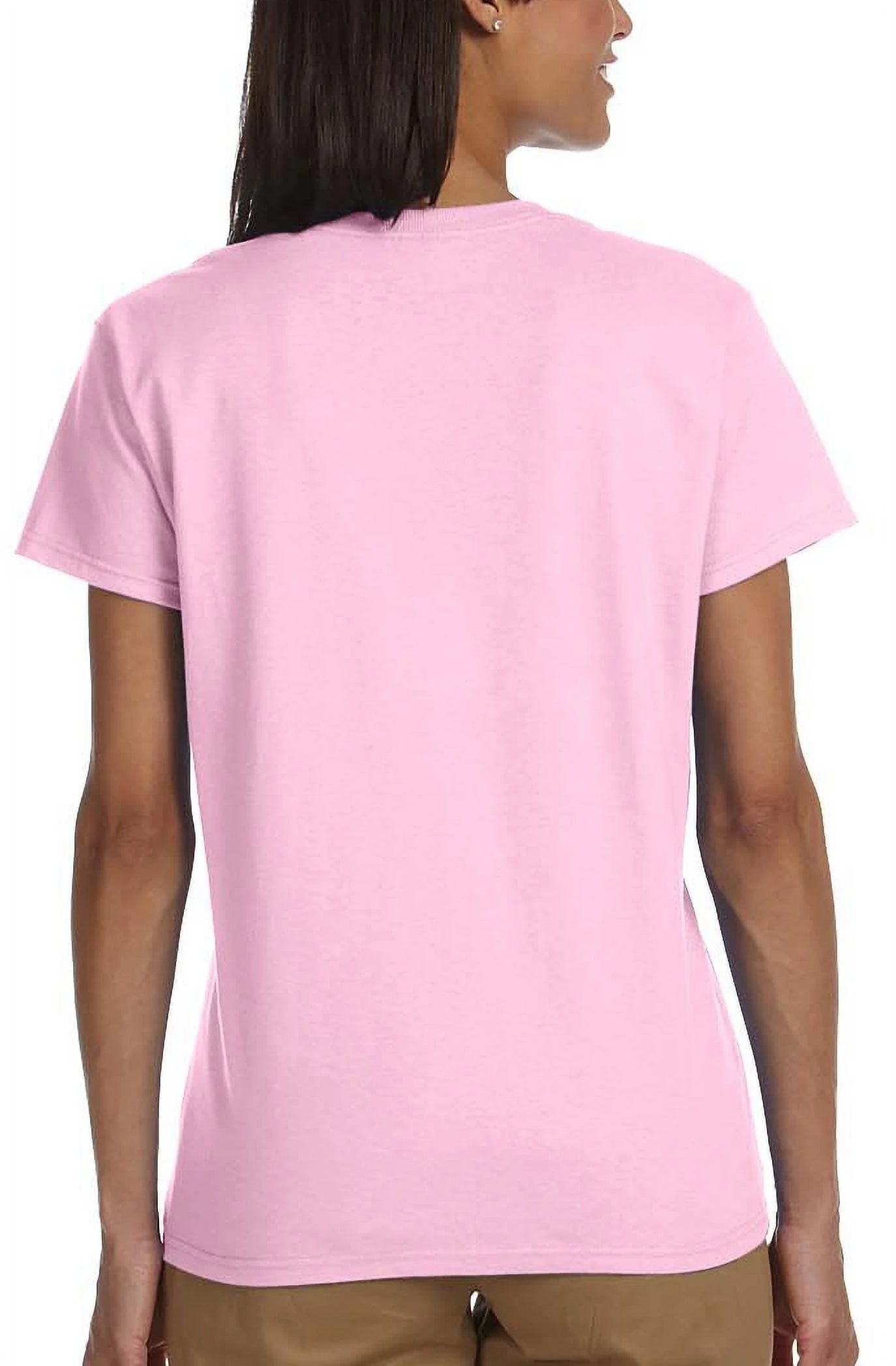 Womens Breast Cancer Sequin Ribbon Cotton Tee - Light Pink, Extra Small