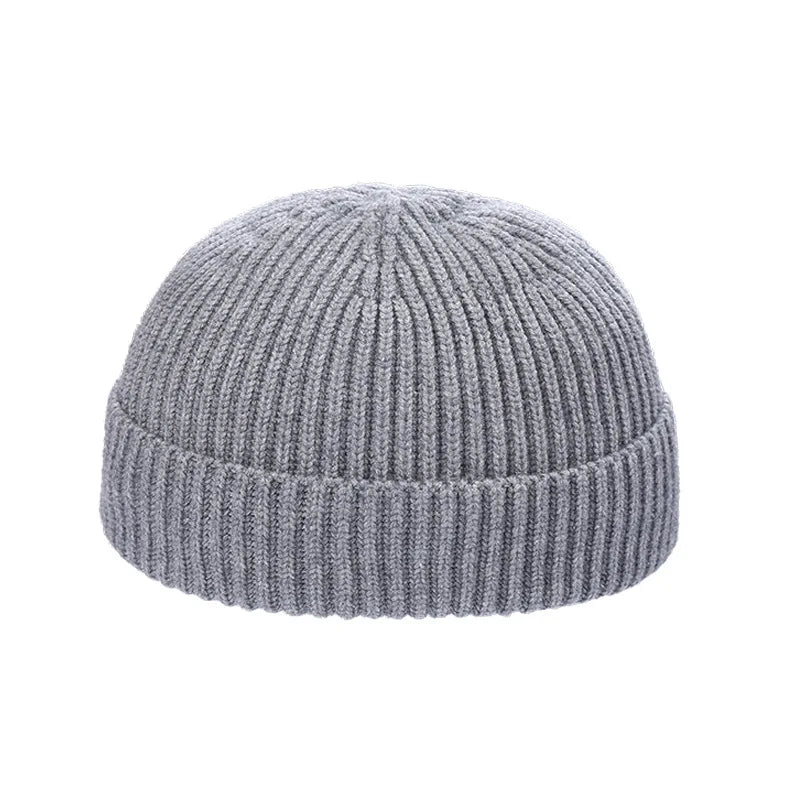 Autumn Winter Short Warm Melon Hat Men Knitted round Top Brimless Cold Hat Women Street Hip-Hop Wool Beanie