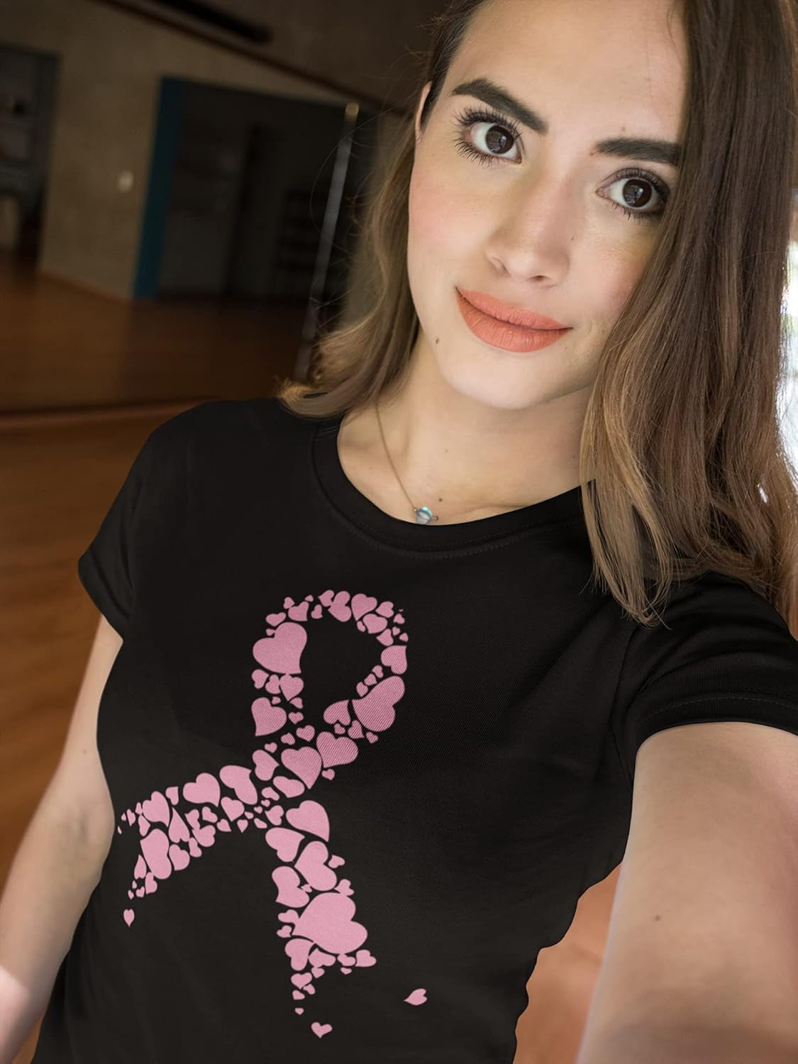 Pink Ribbon Heart Breast Cancer Awareness Women'S T-Shirt