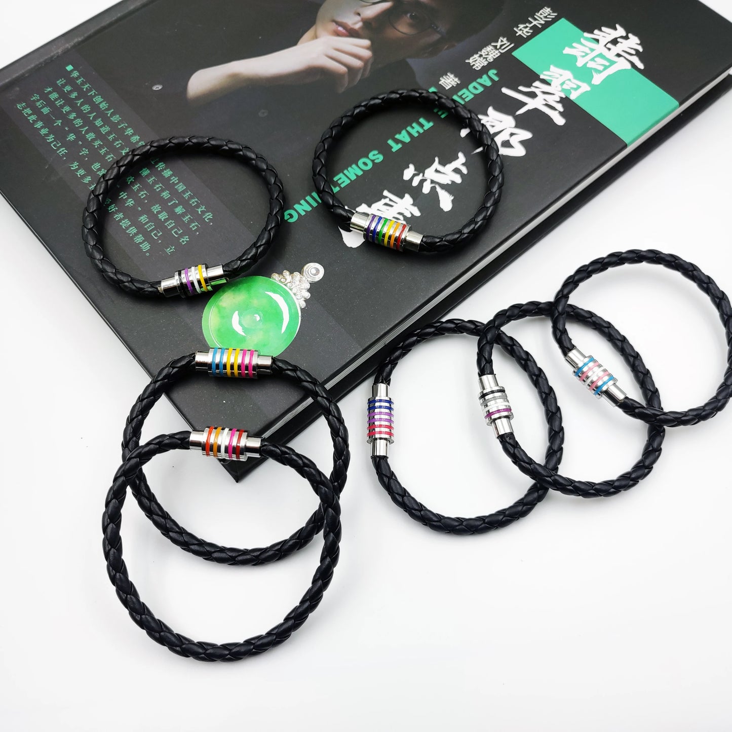 Fashion LGBT Rainbow Braided Bracelet for Women Men Stainless Steel Magnet Buckle Bracelet Friendship Jewelry Gifts