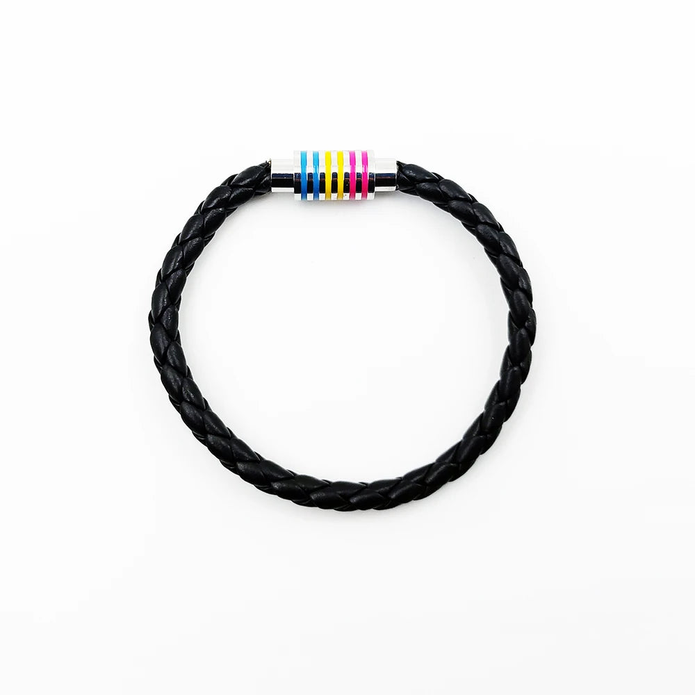 Fashion LGBT Rainbow Braided Bracelet for Women Men Stainless Steel Magnet Buckle Bracelet Friendship Jewelry Gifts