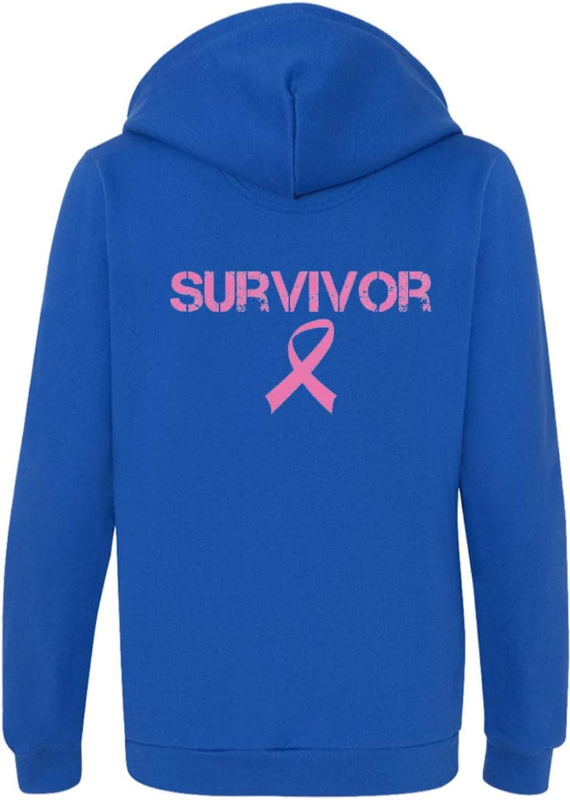 Ladies Breast Cancer Pink Ribbon Survivor Full Zip Hoodie