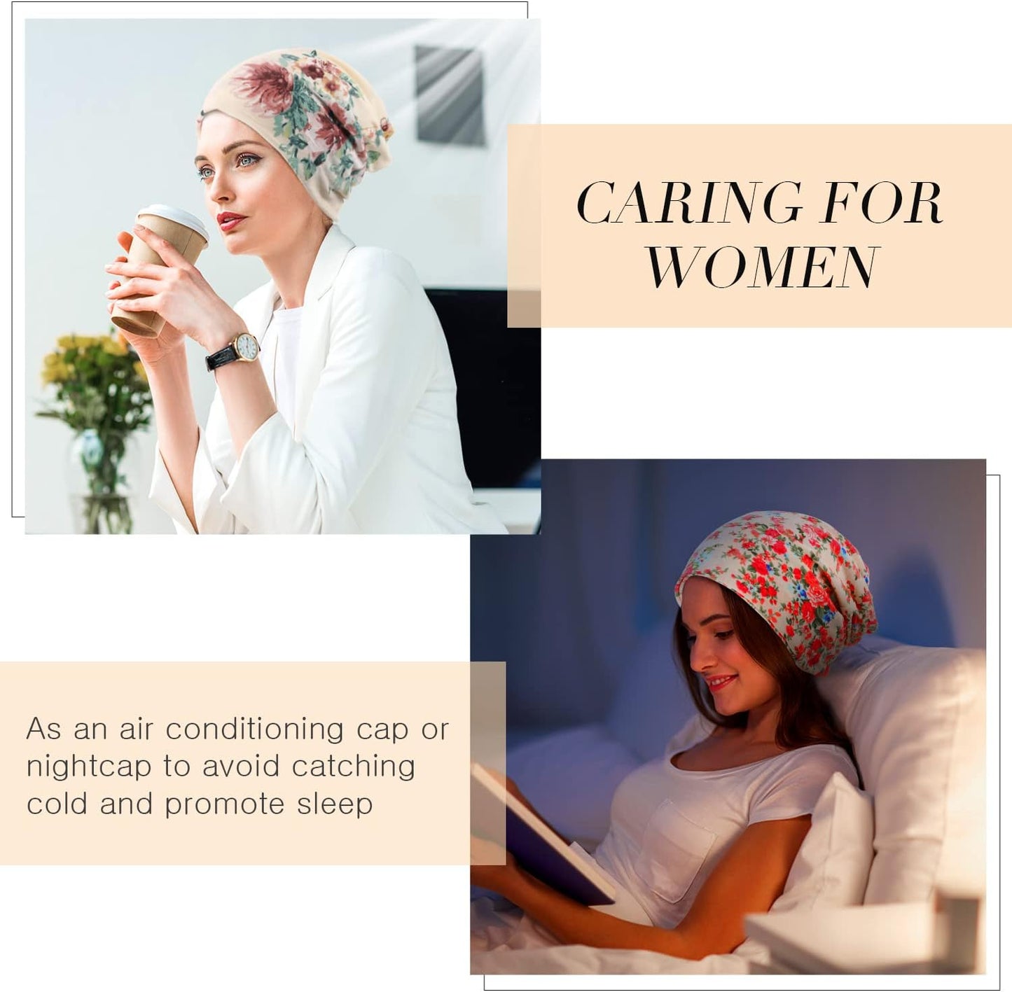 5 Pieces Women'S Slouchy Beanie Chemo Hat Stretch Cancer Head Wraps Sleep Head Scarf for Cancer Patient