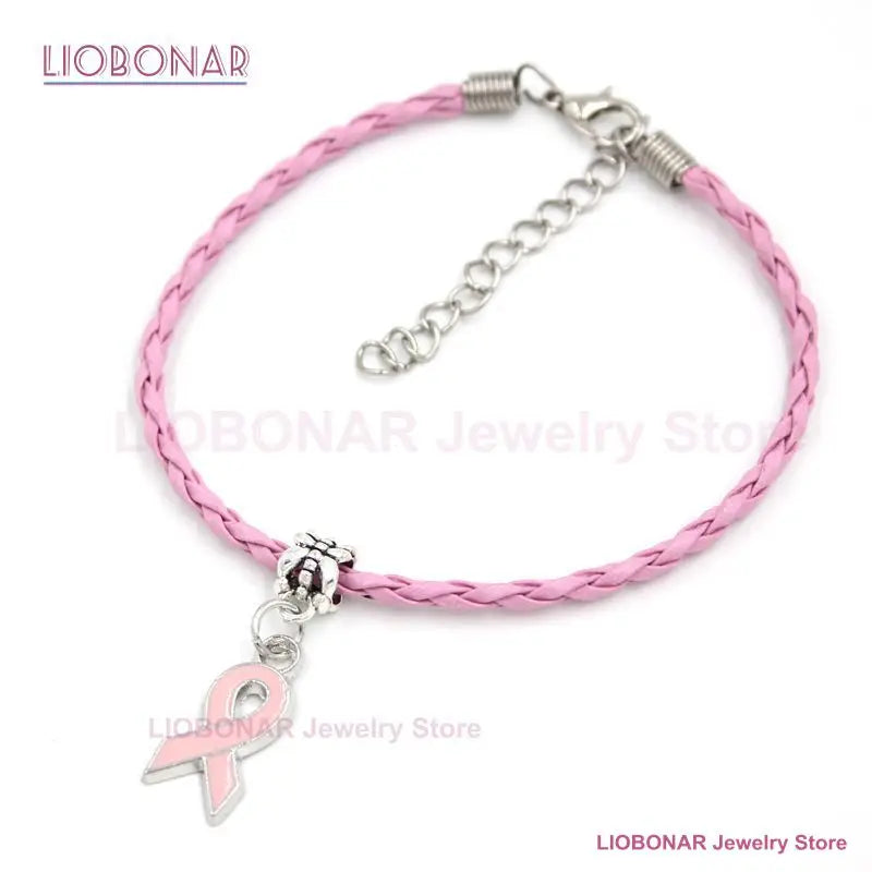 New Arrival Breast Cancer Bracelet Yellow Pink Ribbon Charm Bracelets Awareness Jewelry for Cancer Center Foundation Gifts