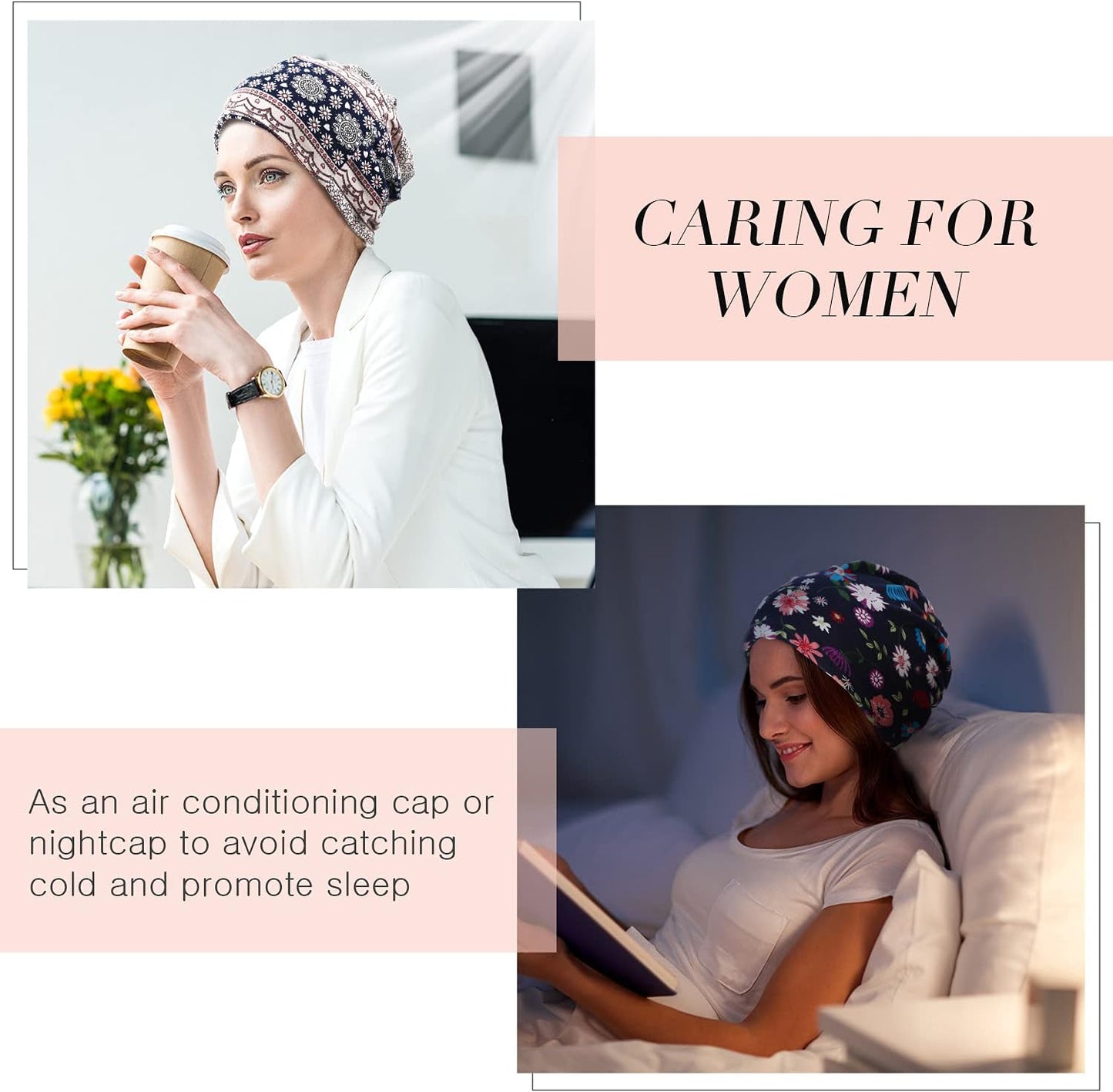 5 Pieces Women'S Slouchy Beanie Chemo Hat Stretch Cancer Head Wraps Sleep Head Scarf for Cancer Patient