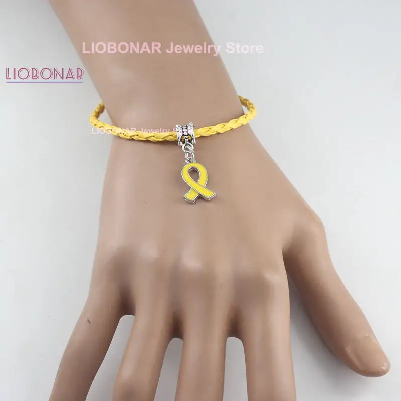 New Arrival Breast Cancer Bracelet Yellow Pink Ribbon Charm Bracelets Awareness Jewelry for Cancer Center Foundation Gifts