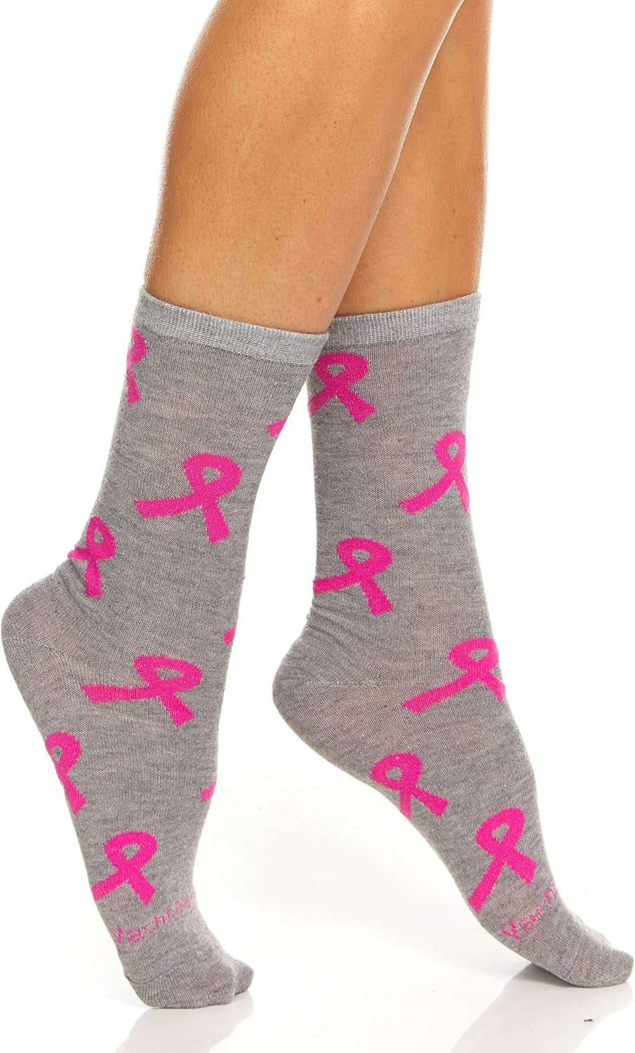 12 Pairs of Pink Ribbon Breast Cancer Awareness Ankle/Crew Socks for Women (12 Pairs Assorted (Crew) Women (9-11))