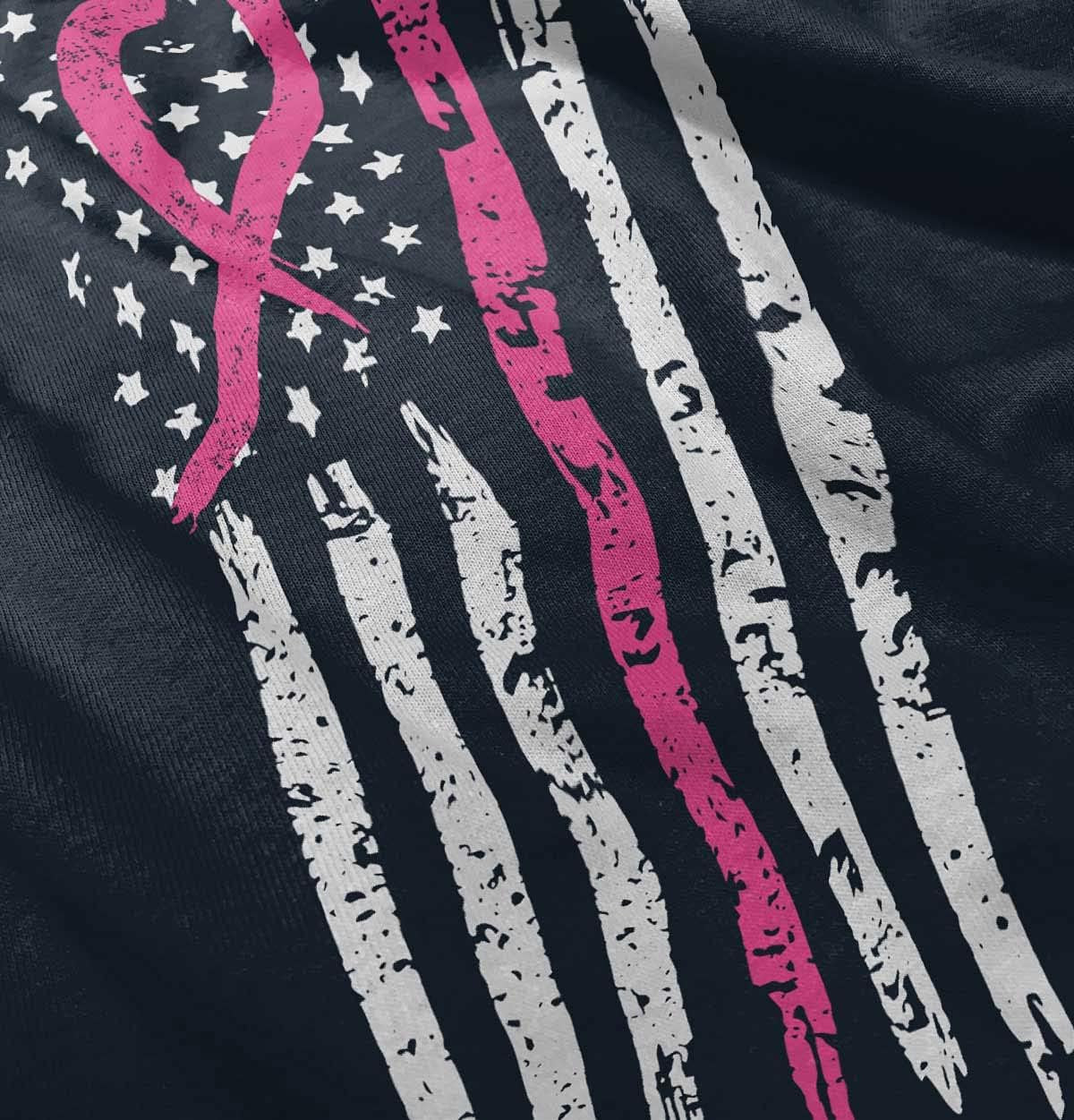 Breast Cancer Pink Line American Flag Toddler Boy Girl T Shirt