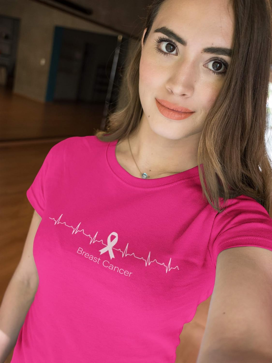 Heartbeat Ribbon - Breast Cancer Awareness Women'S T-Shirt