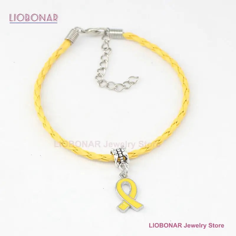 New Arrival Breast Cancer Bracelet Yellow Pink Ribbon Charm Bracelets Awareness Jewelry for Cancer Center Foundation Gifts