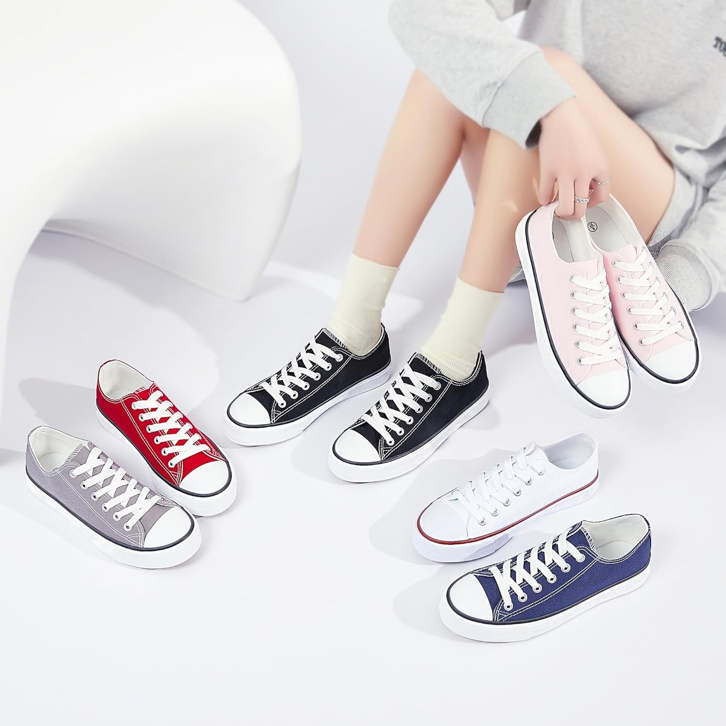 Unisex Canvas Shoes Low Top Fashion Sneakers Slip on Walking Shoe