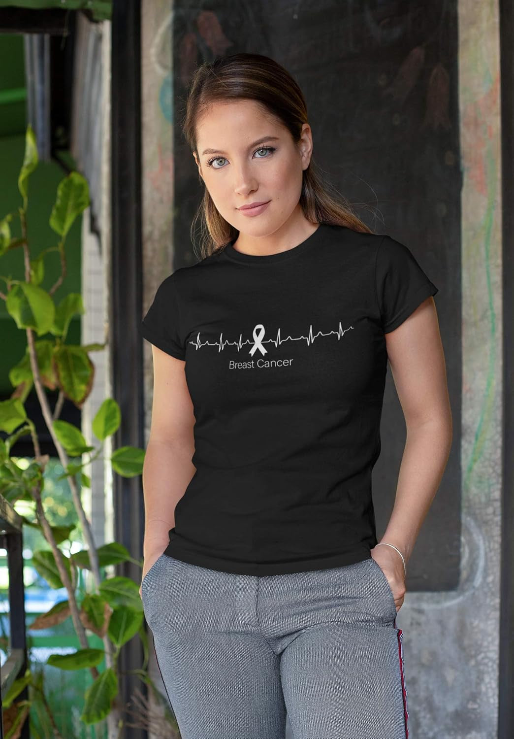 Heartbeat Ribbon - Breast Cancer Awareness Women'S T-Shirt