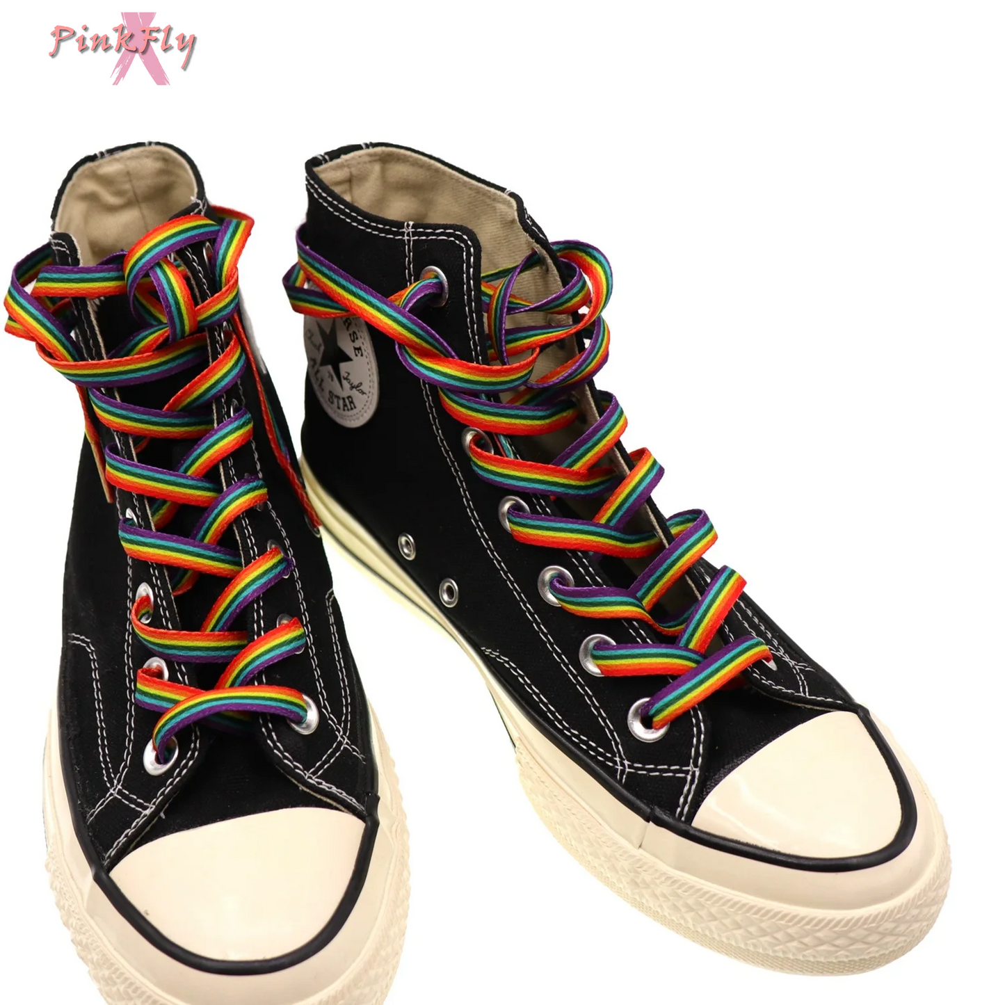 1Pairs Rainbow Shoelaces LGBTQ Shoe Laces Bright Colored Rainbow Laces for Shoes Sneakers LGBT Parades Party Supplies
