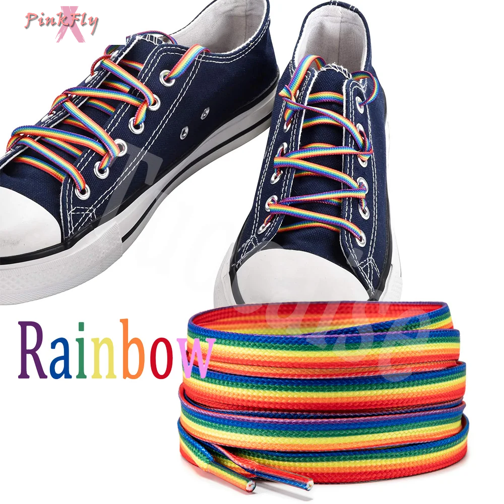 1Pairs Rainbow Shoelaces LGBTQ Shoe Laces Bright Colored Rainbow Laces for Shoes Sneakers LGBT Parades Party Supplies