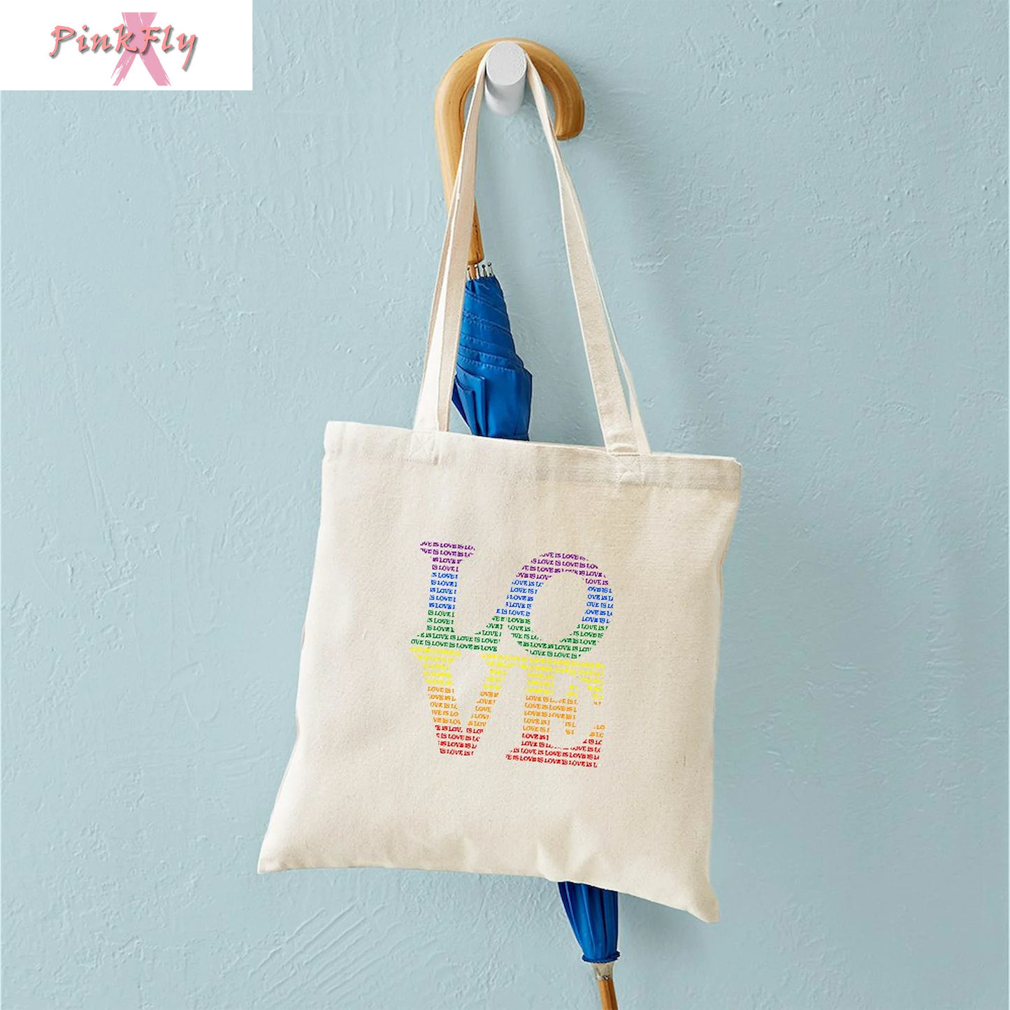 - Love Is Love LGBT Tote Bag - Unisex Canvas Tote Bag, Beige, 1-Piece