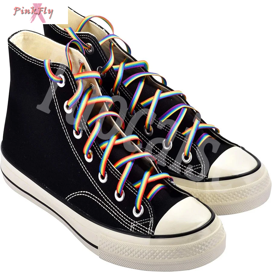 1Pairs Rainbow Shoelaces LGBTQ Shoe Laces Bright Colored Rainbow Laces for Shoes Sneakers LGBT Parades Party Supplies