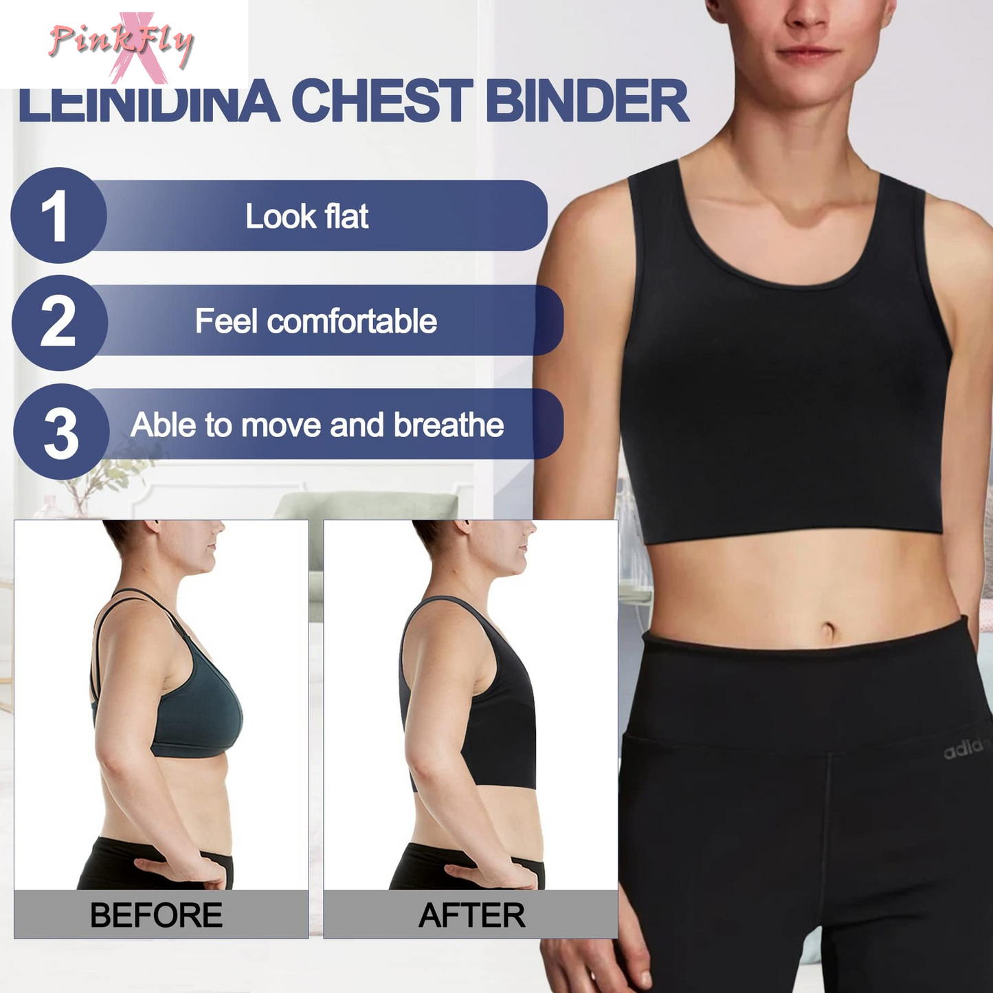 Chest Binder for Transgender FTM LGBT Tomboy Tops Women Breathable Binder Bra...