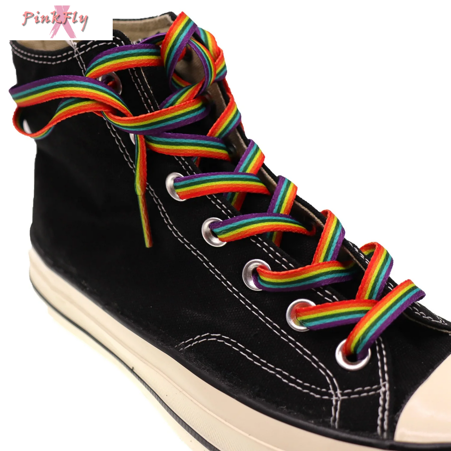 1Pairs Rainbow Shoelaces LGBTQ Shoe Laces Bright Colored Rainbow Laces for Shoes Sneakers LGBT Parades Party Supplies