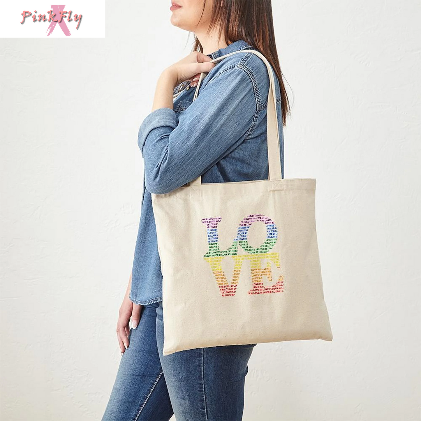 - Love Is Love LGBT Tote Bag - Unisex Canvas Tote Bag, Beige, 1-Piece