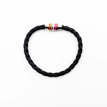 Fashion LGBT Rainbow Braided Bracelet for Women Men Stainless Steel Magnet Buckle Bracelet Friendship Jewelry Gifts