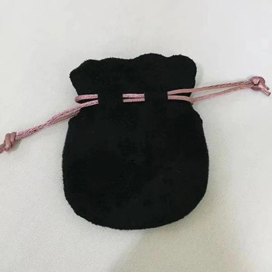 Pink Ribbon Velvet Bags Pouch for Bead Charm Bracelet Women Original Jewelry Birthday Gift Black Bags Outer Packaging