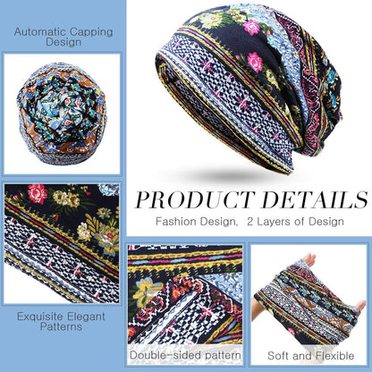 5 Pieces Women'S Slouchy Beanie Chemo Hat Stretch Cancer Head Wraps Sleep Head Scarf for Cancer Patient