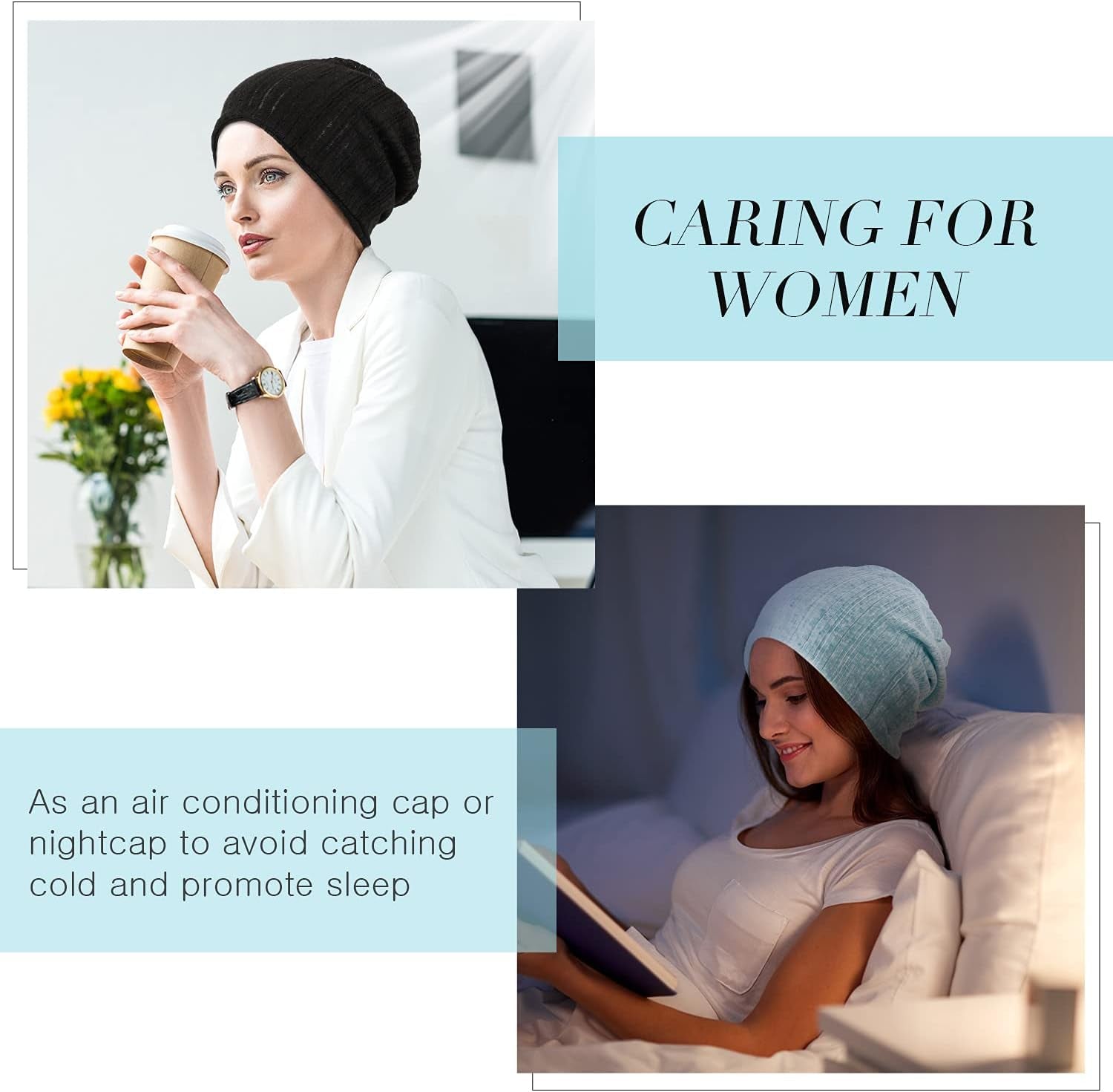 5 Pieces Women'S Slouchy Beanie Chemo Hat Stretch Cancer Head Wraps Sleep Head Scarf for Cancer Patient