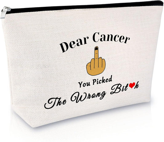 Cancer Awareness Gift for Women Makeup Bag Cancer Fighter Survivor Gift Cancer Gift for Chemo Patient Chemotherapy Gift for Women Recovery Gift Christmas Inspirational Gift Travel Cosmetic Bag
