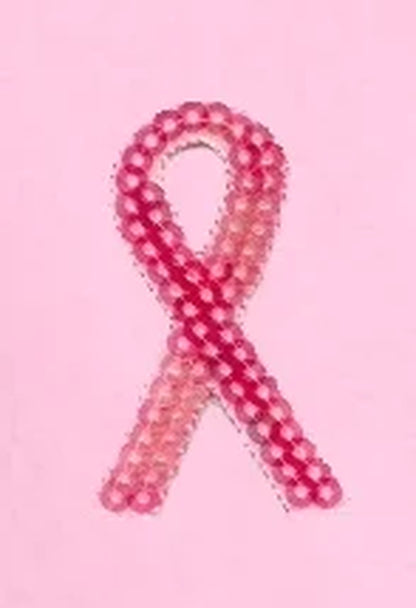 Womens Breast Cancer Sequin Ribbon Cotton Tee - Light Pink, Extra Small