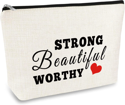 Inspirational Gift Makeup Bag for Women Graduation Birthday Gift for Daughter Sister Niece Travel Cosmetic Bag Best Friend Friendship Gift Cancer Survivor Awareness Gift Encouragement Recovery Gift