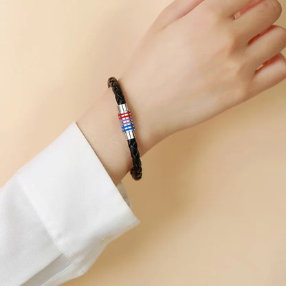 Fashion LGBT Rainbow Braided Bracelet for Women Men Stainless Steel Magnet Buckle Bracelet Friendship Jewelry Gifts