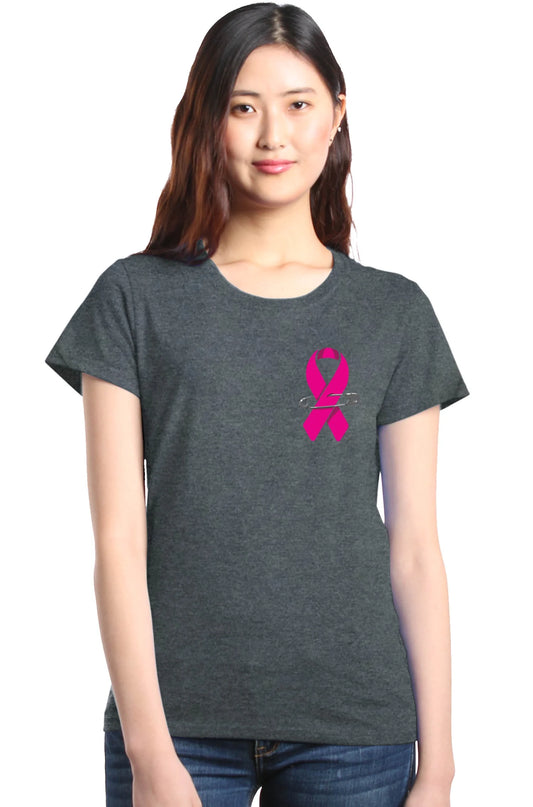 Women'S Pink Breast Cancer Ribbon Pin Breast Cancer Graphic T-Shirt Xxx-Large Dark Heather